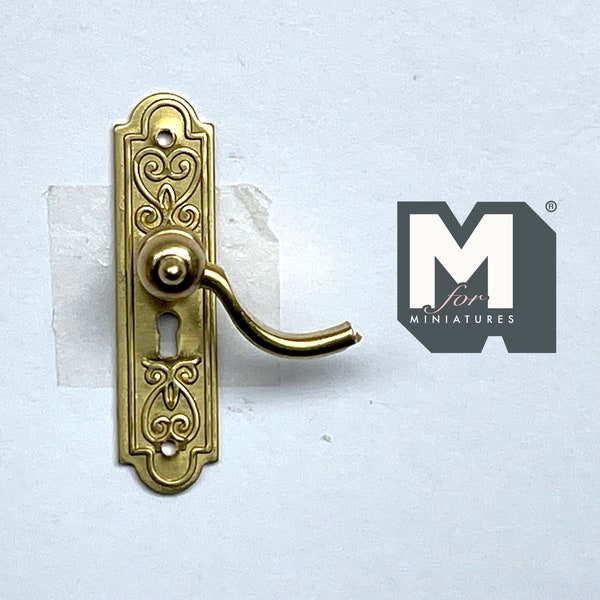 1:12 Dollhouse Miniature Metal Door Handle , Door Lever , Antique Style Door Lever C050