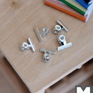 Miniature Metal Binder Clips Set of 5 , 5/16 inch wide (non working) - G066