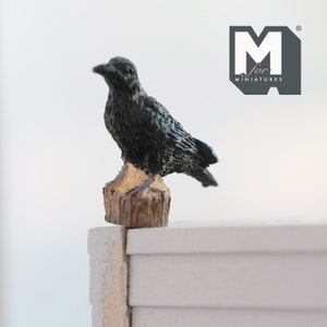 Miniature Crow 1:12 Scale Dollhouse Supplies Raven Animal Bird (cast resin) - H046
