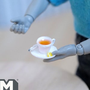 Dollhouse Supplies Miniature Saucer Cup of Hot Tea with Lemon and Spoon 1:12 Scale - F045