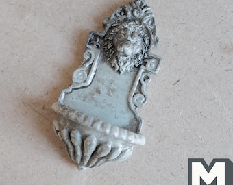 Miniature Lion Head Wall Fountain 1:12 Scale Fairy Garden Water Fountain Dollhouse Supplies Fountain 2-13/16 inch tall (cast resin) - D087