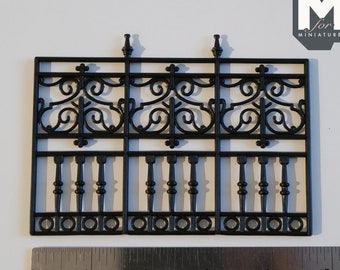 Dollhouse 3 Panel Porch Fence 1:12 Scale Miniature Patio Handrail Panel 4-3/4 Inch Long Railing (plastic) - I043