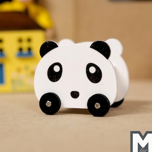 ミニチュアパンダ収納カート 1:12 スケール ドールハウス 子供部屋 収納 おもちゃ箱 - G083