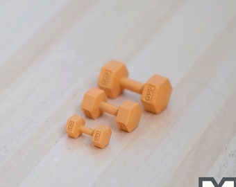 Miniatur Hexagon Handgewichte 1:12 Puppenhaus Zubehör Hanteln Hebegewichte 3er Set (orange) - G063