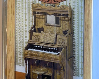 Miniature Parlor Pump Organ Kit with Organ Stool (Self assemble and paint) from Chrysnbon -H002