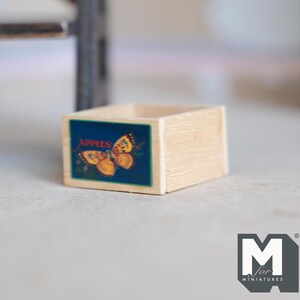 Miniature Food Crate with Decal 1:12 Scale Fruit Crate 11/16 inch tall (wood) - E016