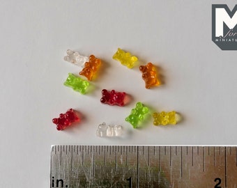 Assorted Miniature Candy Animal Bears Set of 10 , 1/4 inch tall (Fake miniature) - E028