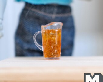 Miniature Pitcher of Iced Tea 1:12 Scale Dollhouse Supplies Beverage 13/16 inch tall  - E084