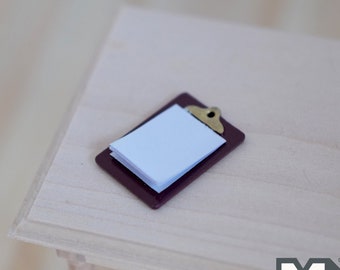 Miniature Clipboard Note Pad 1:12 Scale Dollhouse Decoration Writing Pad - G065