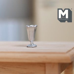 Miniature Sundae Dish 1:12 Scale Dollhouse Supplies Ice Cream Dessert Sundae Cup 9/16 inch tall (metal) - H020