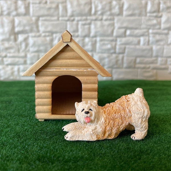 Dollhouse Dog House , Dog Log Cabin , Dog Kennel , 1:12 Scale Miniature Wooden Pet House , Miniature Log House , Animal Wood Cabin - C051