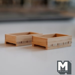 Miniatur Holzkisten Maßstab 1:12 Puppenhaus Obstkiste Gemüsekiste Lebensmittelkiste Weinkiste Displaykiste Pflanzkiste 2er-Set - E086