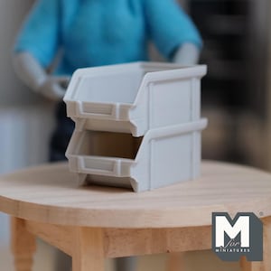 Miniature Stapelbare Behälter 2er-Set Stapelbehälter Container Modulare Aufbewahrungsbehälter 3,5 cm lang (Kunststoff) (grau) - F013