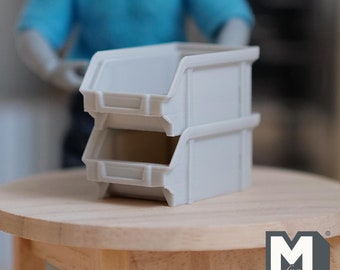 Puppenhaus Miniaturen Stapelbare Behälter 2 Stück Set Stil Grau - F013