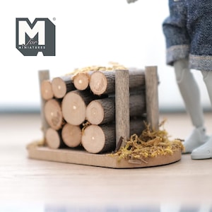 Miniature Log Pile , Miniature Log Stack , Timber Heap , Woodpile , Stacked logs , Log Mound , Log Stockpile 3-3/8 inch long - D104