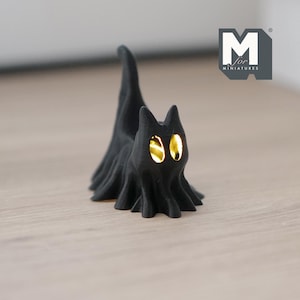 Miniatur drapierte Geist schwarze Katze 1:12 Skala Puppenhaus Halloween gruselige Katze Spooky Cat gespenstische Moggy Phantom Feline 1-5 / 8 inch hoch (Kunststoff)
