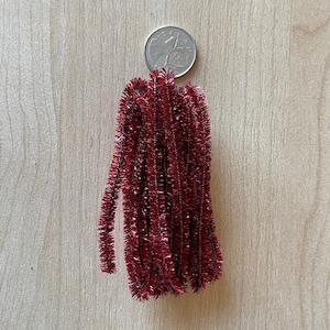 Red Christmas Tinsel , 1:12 Scale Dollhouse Supplies Miniature Tinsel Garland 6.5 ft long - B027