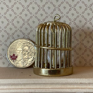 Miniature Metal Birdcage and Bird 1:12 Scale Dollhouse Bird Cage without Door - B056