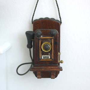 Dollhouse Supplies miniature  wooden dial phone 1 12th scale miniature - E063