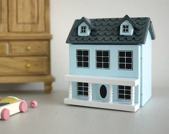 Dollhouse decoration miniature house with swing front wall and swing roof tiny house-in-a-house