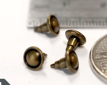 1:12 Scale Miniature Antique Brass Round Cabinet Knobs, Set of 4, 1/4 inch