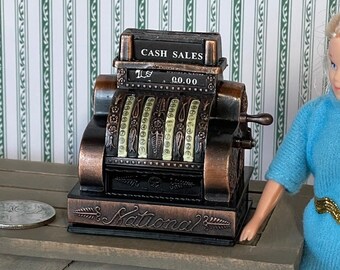Dollhouse Miniature Large Size Old Style Metal Cash Register H048