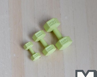 Miniatur Hexagon Handgewichte 1:12 Puppenhaus Zubehör Hanteln Hebegewichte 3er Set (grün) - G063