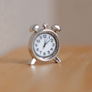 1:12 Scale Miniature Twin Bell Alarm Clock / Metal Loud Alarm Clock / Dollhouse Alarm Clock - B052