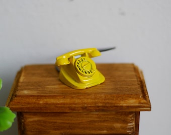 Dollhouse Miniatures Vintage Blue Plastic Rotary Phone #10