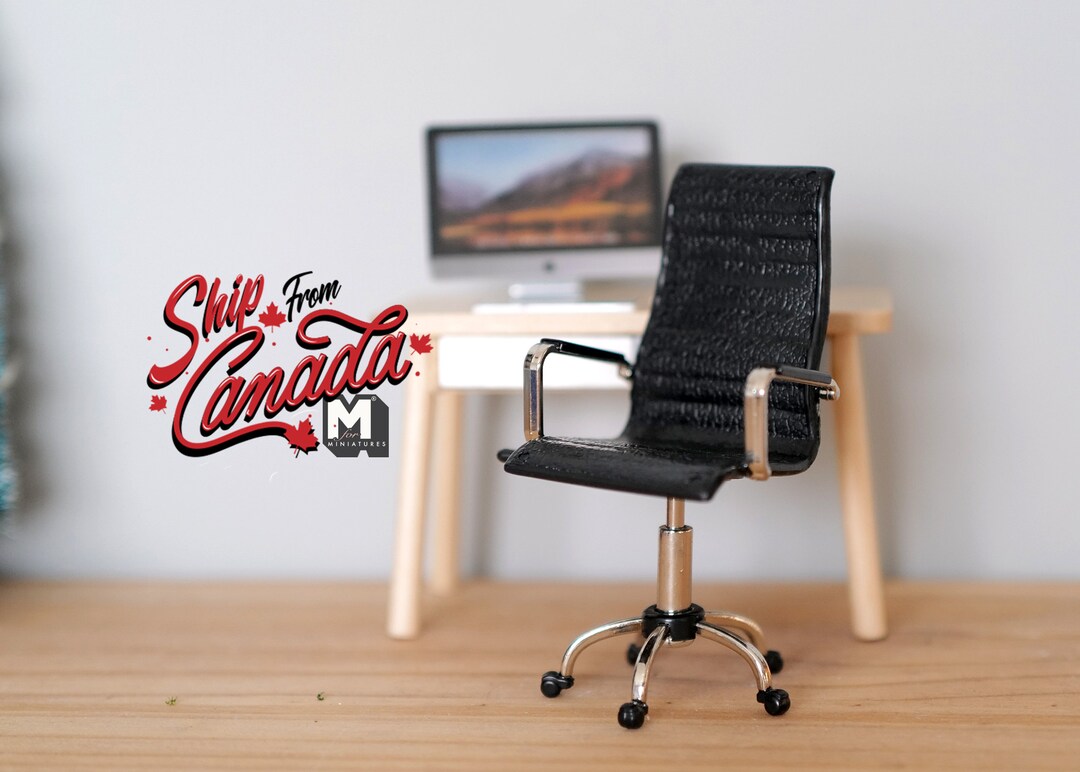 112 Dollhouse Miniature Director's Chair Modern Office Chair Black 1