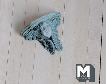 Dollhouse Angel Face Corbel Bracket 1:12 Scale Miniature Wall Shelf Miniature Bracket (cast resin) (gray) - I052