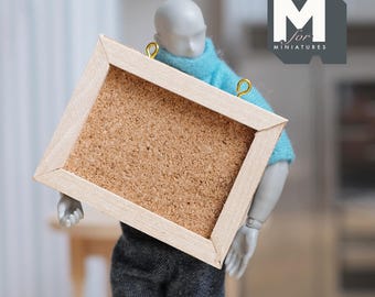 Miniature Cork Board with Stickers 1:12 Scale Dollhouse Supplies Hanging Bulletin Board Pin Board 2-3/8 inch long - C083