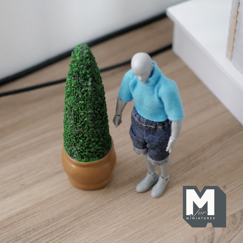 Mini Topiary Miniature Topiary Plant With Round Base Pot 1:12 Scale Dollhouse ...