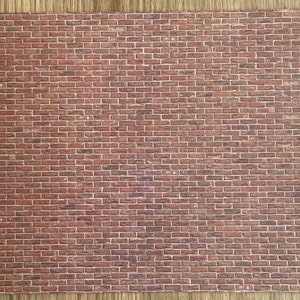 Embossed Dollhouse Brick Wall Sheet Weathered Brick Stretcher Bond 16" x 11-5/8"