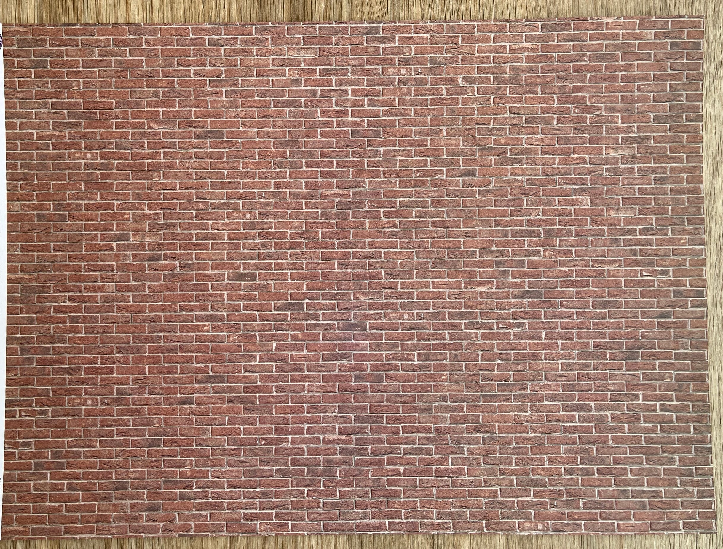 Embossed Dollhouse Supplies Brick Wall Sheet Weathered Brick Stretcher Bond 16" x 11-5/8"