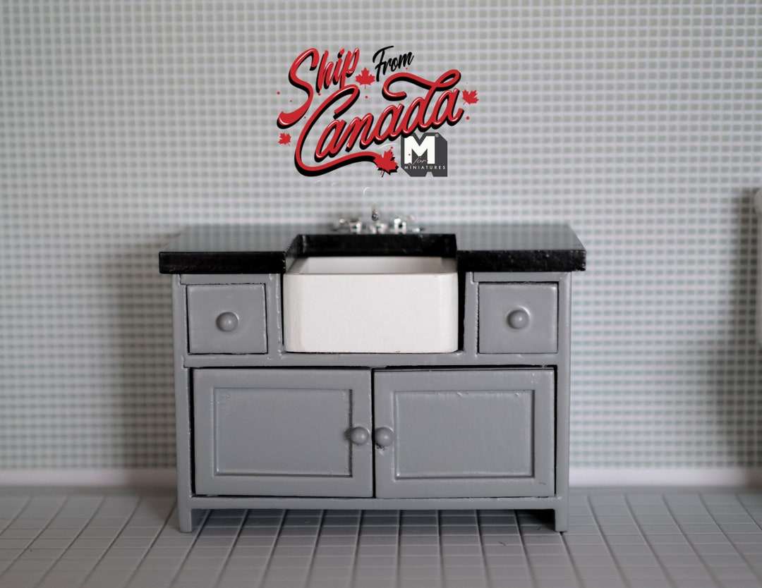 112 Dollhouse Miniature Bathroom Sink With Sliver Style Faucet