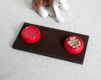 1:12 Dollhouse Supplies Miniature pet food and water with bowl and tray miniature pet accessories - C064