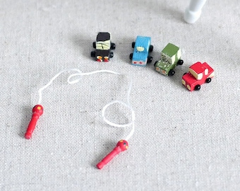 Dollhouse miniature wooden car toy set of 5 , 1:12 Scale - G058