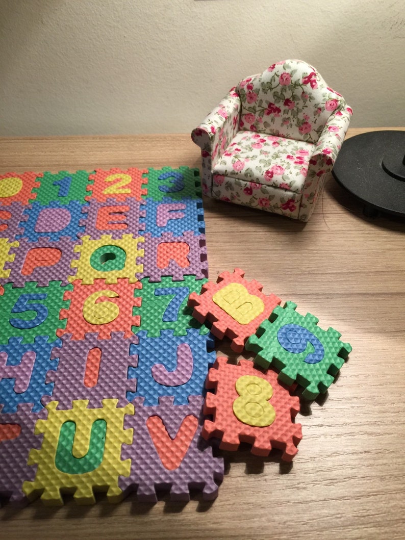 Dollhouse child toy decoration large size miniature numbers and letters puzzle like foam floor play mat 