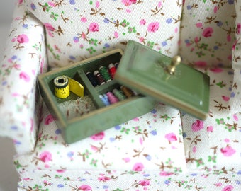 Dollhouse needlework box set dolls house stitching kit 1 12th scale miniature - C075