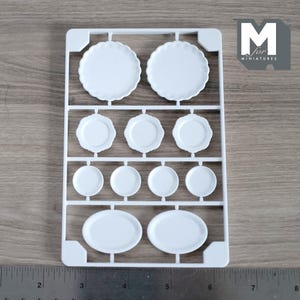 1:12 Scale Miniature Dinner Plate and Platter Kit, Set of 11, 3/4 to 1-9/16 inch, DIY Dollhouse Supply