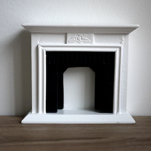 Dollhouse Fireplace 1:12 Scale Miniature White Fireplace with Dentil Shelf