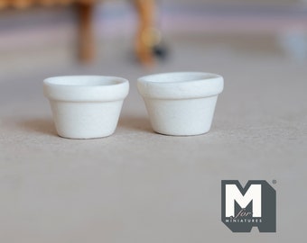 Dollhouse Accessories Terra Cotta Blumentöpfe Pflanzgefäße 1:12 Miniatur-Terrakotta-Tontöpfe, 1/2 Zoll groß (cremeweiß) - I051