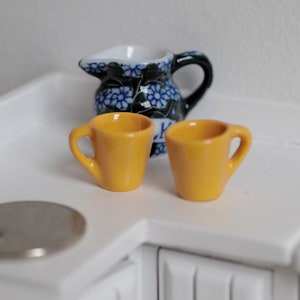 1:12 miniature coffee mug with handle tea cup set of 2 (Yellow) - A023
