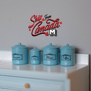 1:12 Dollhouse Miniature Blue Canister Set - A017