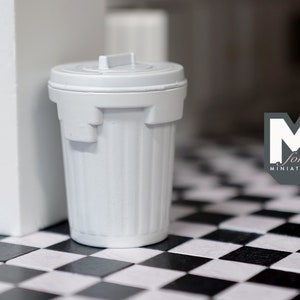 1:12 Dollhouse Supplies miniature metal garbage can (white) - D089