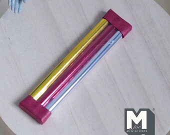 Miniature Gift Wrap Rolls Wrapping Paper Set 1:12 Scale Dollhouse Supplies Accessories 2-3/8 inch long - G042