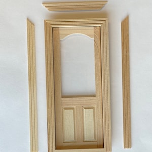 1:12 Scale Dollhouse Supplies Glazed Door Panel with Back Trim DIY Miniature Unfinished Door Frame - I026