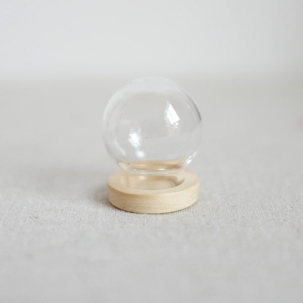 1:12 Dollhouse living room decoration miniature glass dome display on wood base glass terrarium (small) - A098