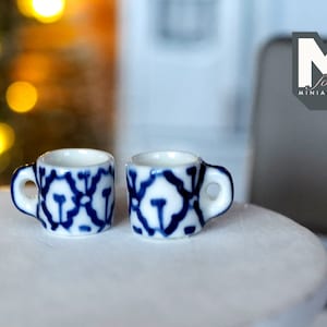 1:12 miniature ceramic coffee mug with handle tea cup set of 2 - A076
